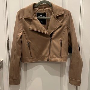 Hollister cropped faux suede biker jacket